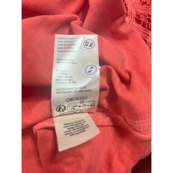 Free People NWOT Table For Two Tee Sleeveless Relaxed Lace Details Coral Large - Picture 5 of 6